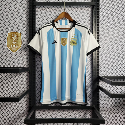 ⚡Envío rápido - Camiseta Argentina 3 estrellas + parche campeón del mundo Local | Versión Fan